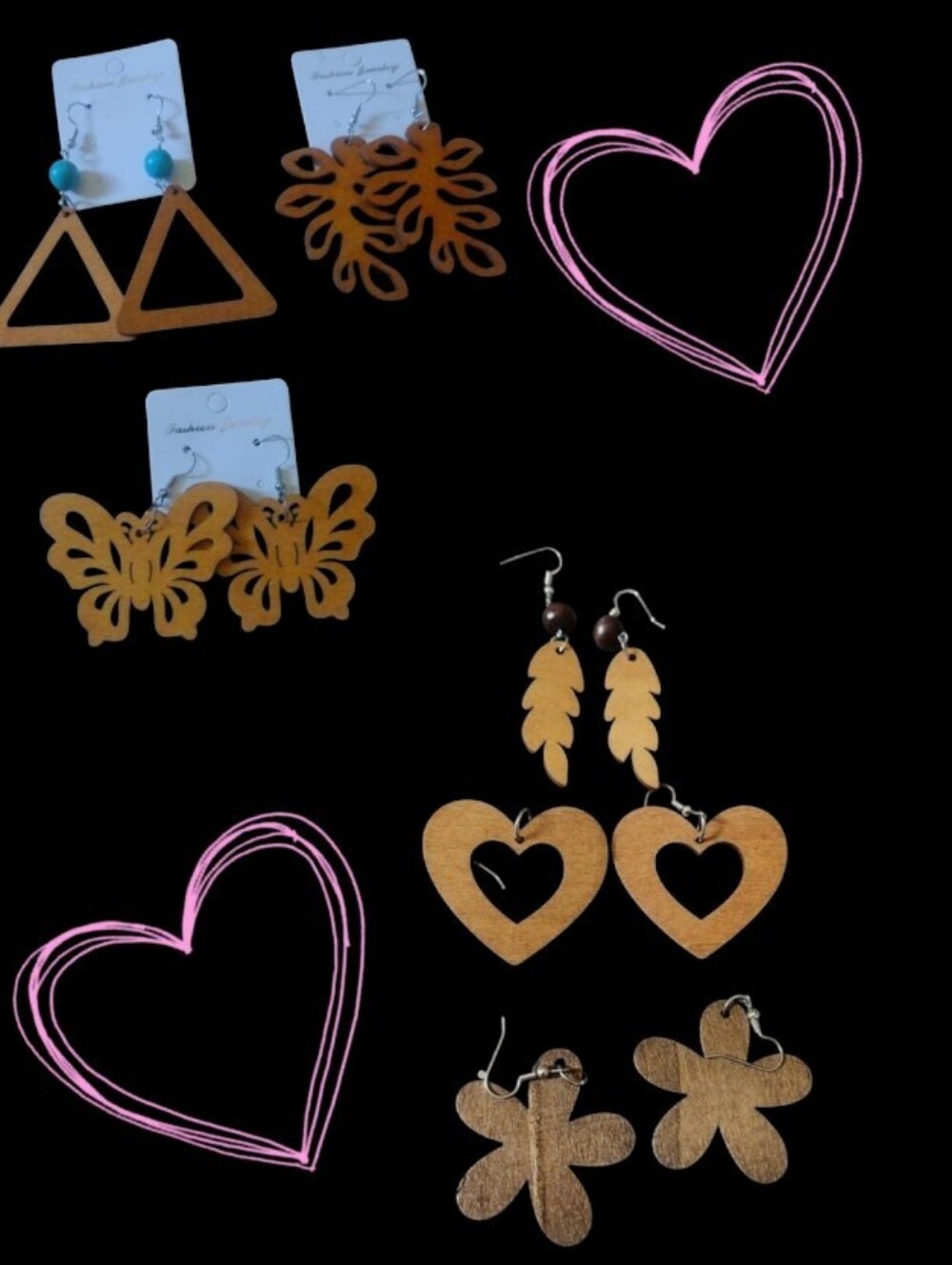 Wooden Dangle Earring Set